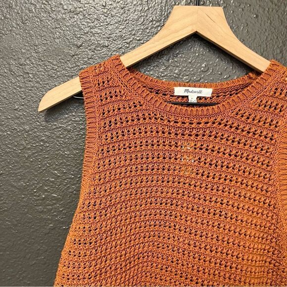 Madewell Crochet-Knit Crewneck Sweater Tank Warm Coffee XL - Picture 6 of 13